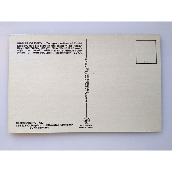 Shaun Cassidy Postcard The Hardy Boys Mysteries Pop Music Teen Idol 1977 - Picture 4 of 4